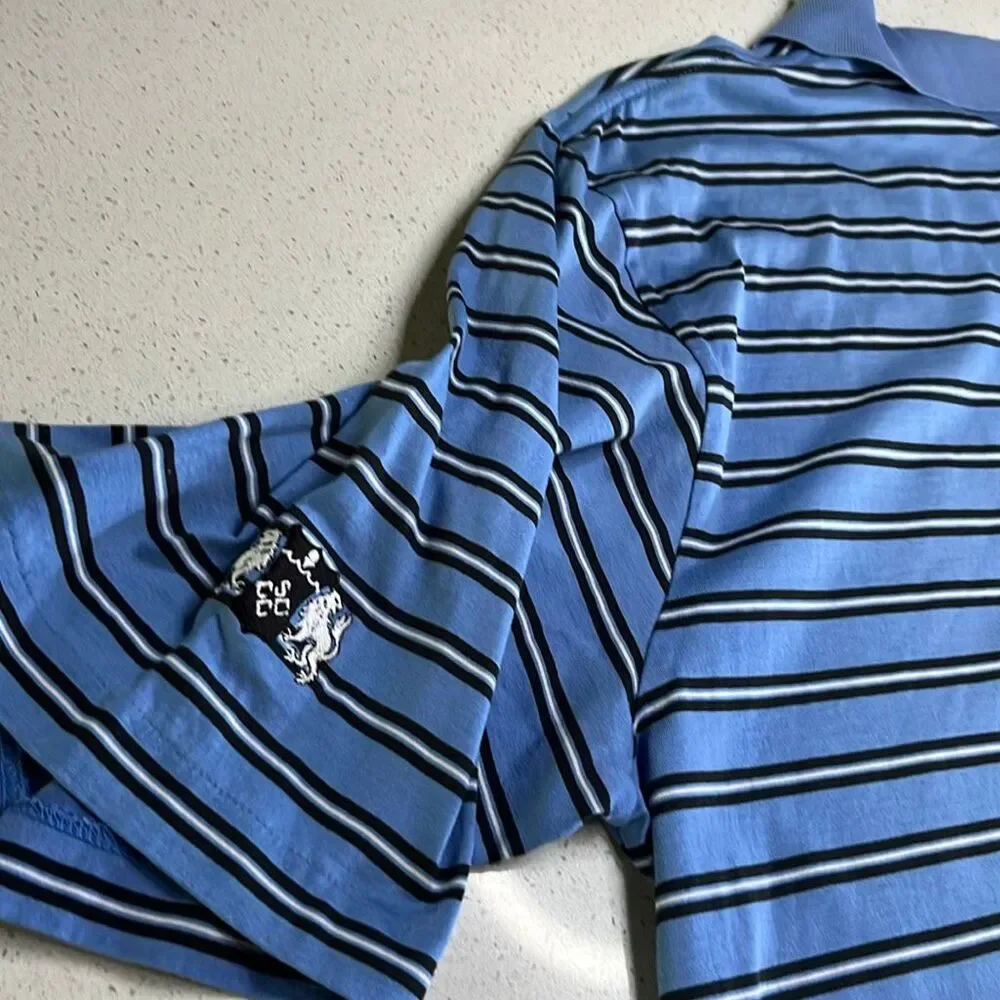 Polo Golf Ralph Lauren Striped 100% Cotton Polo Shirt Mens Large